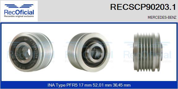 RECOFICIAL RECSCP90203.1 - Ремъчна шайба, генератор vvparts.bg