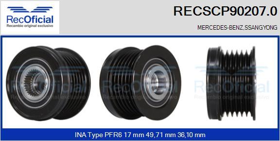 RECOFICIAL RECSCP90207.0 - Ремъчна шайба, генератор vvparts.bg