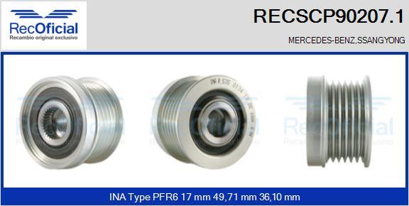 RECOFICIAL RECSCP90207.1 - Ремъчна шайба, генератор vvparts.bg