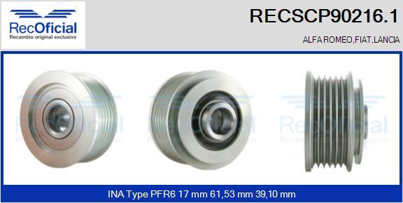 RECOFICIAL RECSCP90216.1 - Ремъчна шайба, генератор vvparts.bg