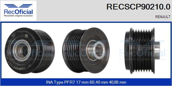 RECOFICIAL RECSCP90210.0 - Ремъчна шайба, генератор vvparts.bg