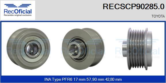 RECOFICIAL RECSCP90285.0 - Ремъчна шайба, генератор vvparts.bg