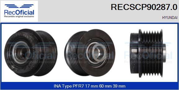 RECOFICIAL RECSCP90287.0 - Ремъчна шайба, генератор vvparts.bg