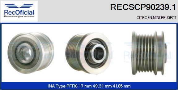 RECOFICIAL RECSCP90239.1 - Ремъчна шайба, генератор vvparts.bg