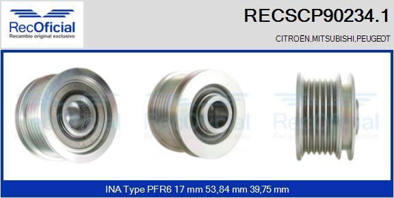 RECOFICIAL RECSCP90234.1 - Ремъчна шайба, генератор vvparts.bg