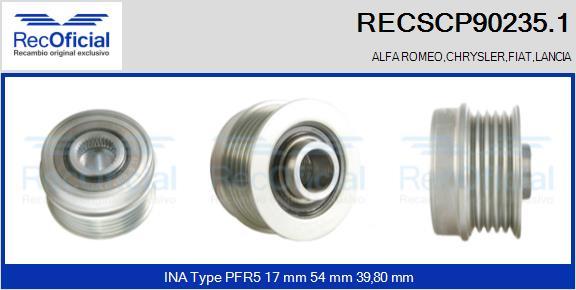 RECOFICIAL RECSCP90235.1 - Ремъчна шайба, генератор vvparts.bg