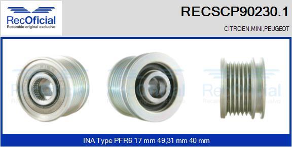 RECOFICIAL RECSCP90230.1 - Ремъчна шайба, генератор vvparts.bg