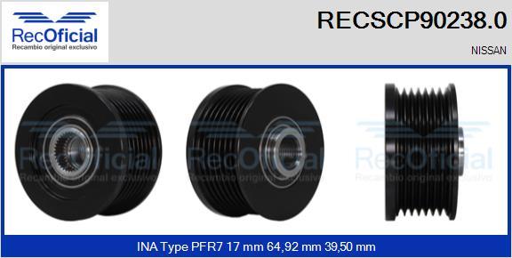 RECOFICIAL RECSCP90238.0 - Ремъчна шайба, генератор vvparts.bg