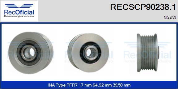 RECOFICIAL RECSCP90238.1 - Ремъчна шайба, генератор vvparts.bg