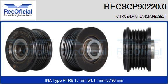 RECOFICIAL RECSCP90220.0 - Ремъчна шайба, генератор vvparts.bg