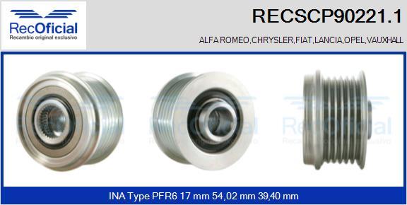 RECOFICIAL RECSCP90221.1 - Ремъчна шайба, генератор vvparts.bg