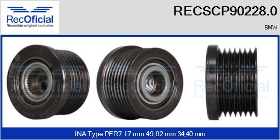 RECOFICIAL RECSCP90228.0 - Ремъчна шайба, генератор vvparts.bg