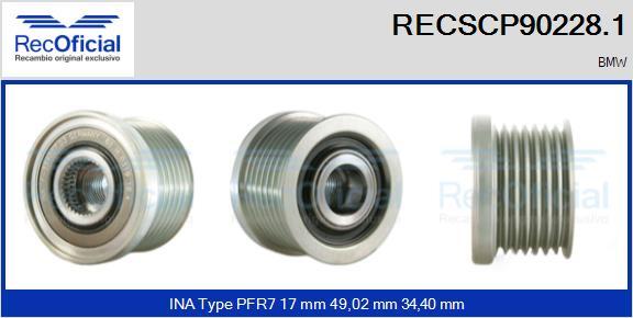 RECOFICIAL RECSCP90228.1 - Ремъчна шайба, генератор vvparts.bg