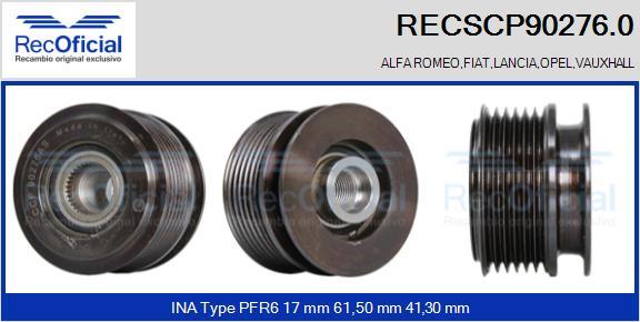 RECOFICIAL RECSCP90276.0 - Ремъчна шайба, генератор vvparts.bg