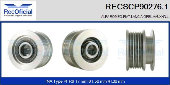 RECOFICIAL RECSCP90276.1 - Ремъчна шайба, генератор vvparts.bg