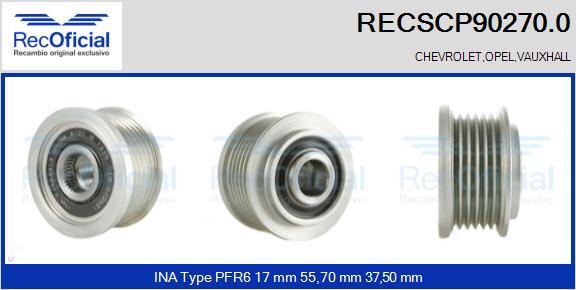 RECOFICIAL RECSCP90270.0 - Ремъчна шайба, генератор vvparts.bg