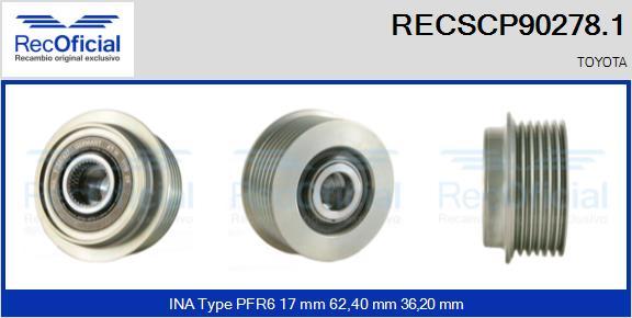 RECOFICIAL RECSCP90278.1 - Ремъчна шайба, генератор vvparts.bg