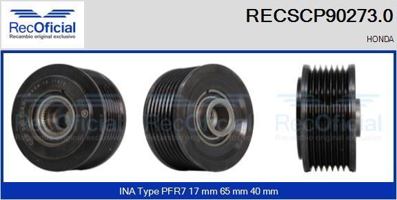 RECOFICIAL RECSCP90273.0 - Ремъчна шайба, генератор vvparts.bg