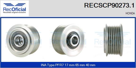 RECOFICIAL RECSCP90273.1 - Ремъчна шайба, генератор vvparts.bg