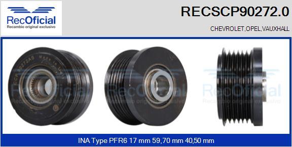 RECOFICIAL RECSCP90272.0 - Ремъчна шайба, генератор vvparts.bg