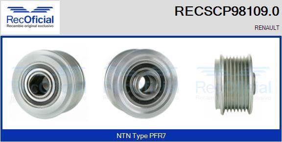 RECOFICIAL RECSCP98109.0 - Ремъчна шайба, генератор vvparts.bg