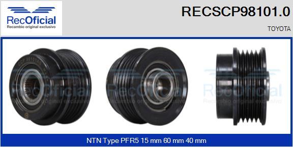 RECOFICIAL RECSCP98101.0 - Ремъчна шайба, генератор vvparts.bg