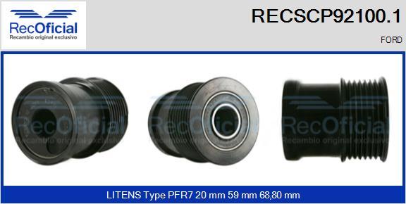 RECOFICIAL RECSCP92100.1 - Ремъчна шайба, генератор vvparts.bg