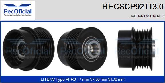 RECOFICIAL RECSCP92113.0 - Ремъчна шайба, генератор vvparts.bg