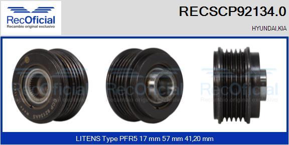 RECOFICIAL RECSCP92134.0 - Ремъчна шайба, генератор vvparts.bg