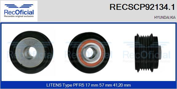 RECOFICIAL RECSCP92134.1 - Ремъчна шайба, генератор vvparts.bg