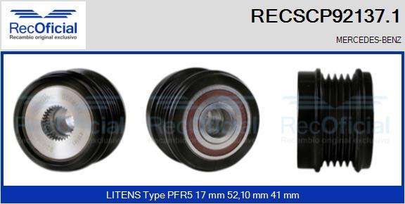 RECOFICIAL RECSCP92137.1 - Ремъчна шайба, генератор vvparts.bg