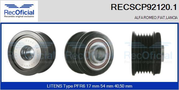 RECOFICIAL RECSCP92120.1 - Ремъчна шайба, генератор vvparts.bg