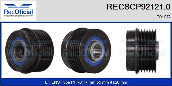 RECOFICIAL RECSCP92121.0 - Ремъчна шайба, генератор vvparts.bg