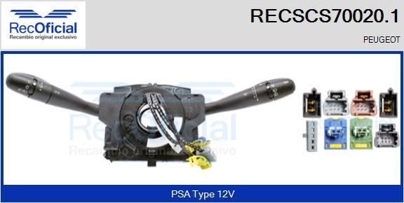 RECOFICIAL RECSCS70020.1 - Превключвател на кормилната колона vvparts.bg