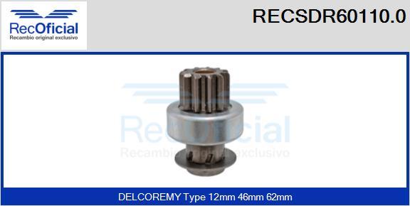 RECOFICIAL RECSDR60110.0 - Зъбно колелце, стартер vvparts.bg