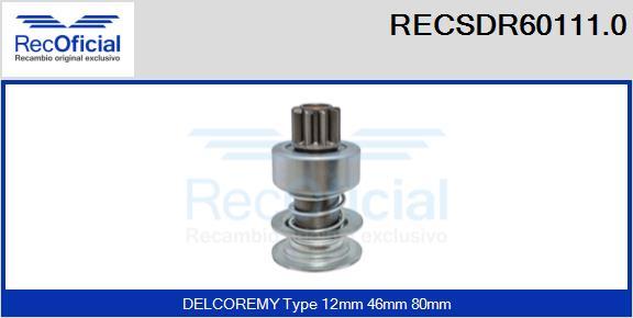 RECOFICIAL RECSDR60111.0 - Зъбно колелце, стартер vvparts.bg