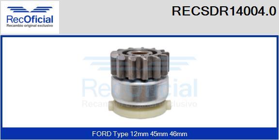 RECOFICIAL RECSDR14004.0 - Зъбно колелце, стартер vvparts.bg