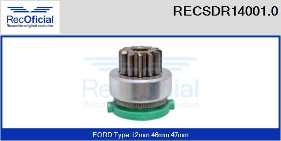 RECOFICIAL RECSDR14001.0 - Зъбно колелце, стартер vvparts.bg