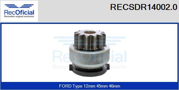 RECOFICIAL RECSDR14002.0 - Зъбно колелце, стартер vvparts.bg