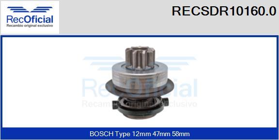 RECOFICIAL RECSDR10160.0 - Зъбно колелце, стартер vvparts.bg