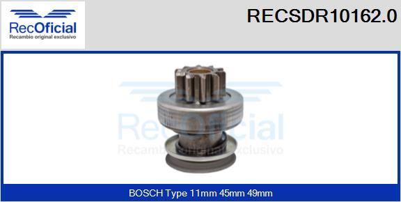 RECOFICIAL RECSDR10162.0 - Зъбно колелце, стартер vvparts.bg