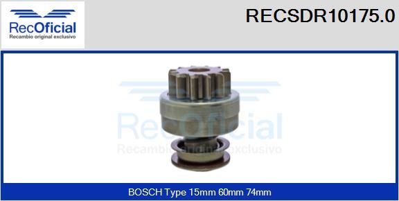 RECOFICIAL RECSDR10175.0 - Зъбно колелце, стартер vvparts.bg