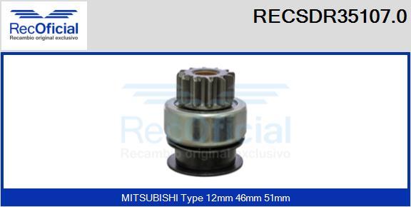 RECOFICIAL RECSDR35107.0 - Зъбно колелце, стартер vvparts.bg