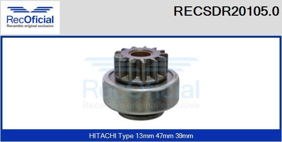 RECOFICIAL RECSDR20105.0 - Зъбно колелце, стартер vvparts.bg