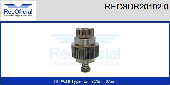 RECOFICIAL RECSDR20102.0 - Зъбно колелце, стартер vvparts.bg