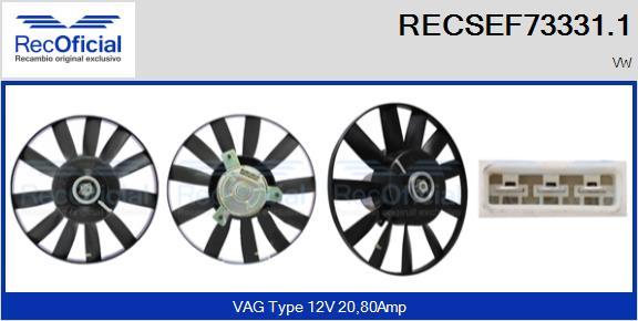 RECOFICIAL RECSEF73331.1 - Вентилатор, охлаждане на двигателя vvparts.bg