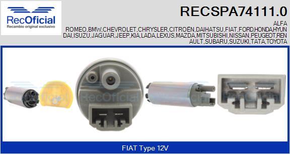 RECOFICIAL RECSPA74111.0 - Горивна помпа vvparts.bg