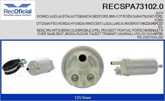 RECOFICIAL RECSPA73102.0 - Горивна помпа vvparts.bg