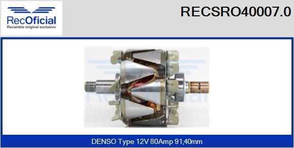 RECOFICIAL RECSRO40007.0 - Ротор, генератор vvparts.bg