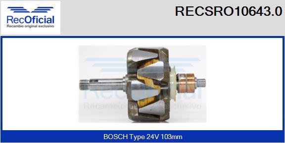 RECOFICIAL RECSRO10643.0 - Ротор, генератор vvparts.bg